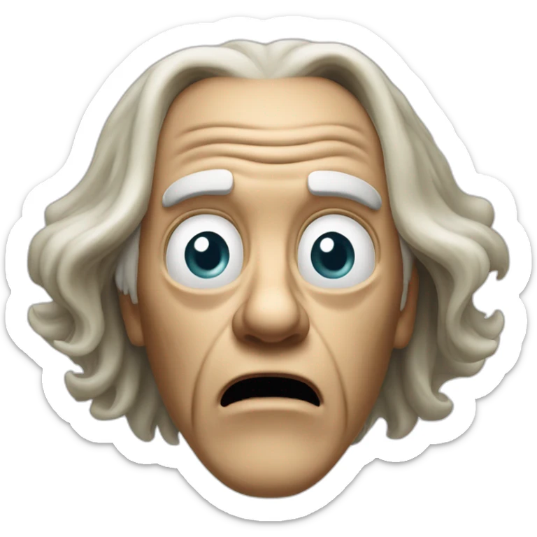 Just the head of Doc brown from back to the future looking shocked and his mouth wide open. No eye-ware. Long hair sticker