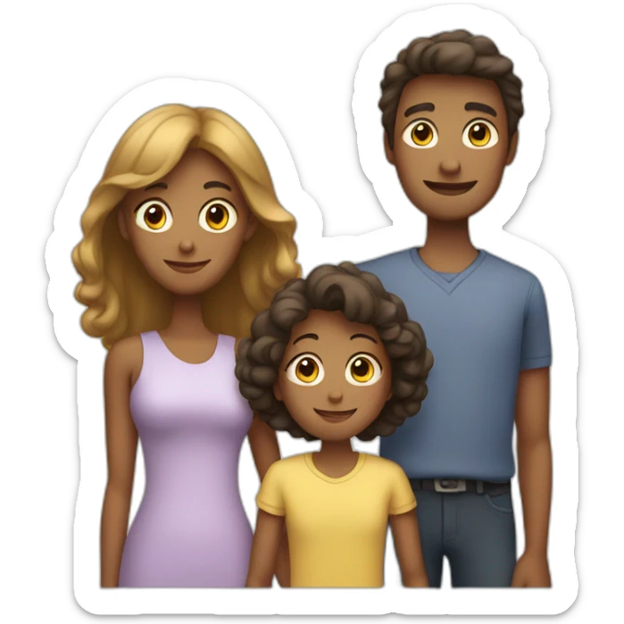 Family with 4, father, mother, teenager boy, small girl sticker