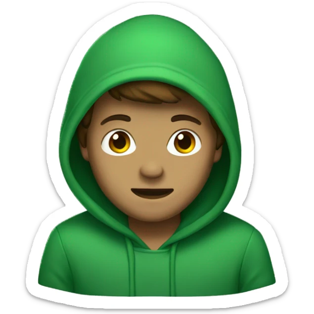 guy named Kaden with a green hoodie and green beanie with brown hair sticker