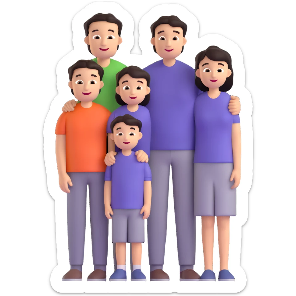 caucasian family with father mother and young son standing together happily sticker