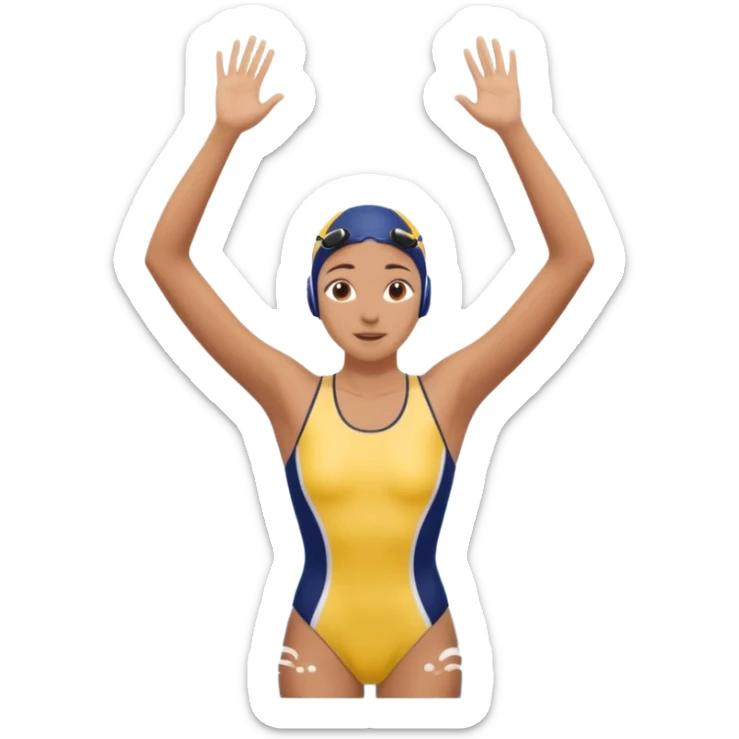 A swimmer is about to dive into the pool. She is in the pose of diving in the air with the hands above the head sticker