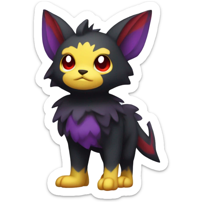 Cute cool dark black red purple yellow animal hybrid Fakemon full body sticker