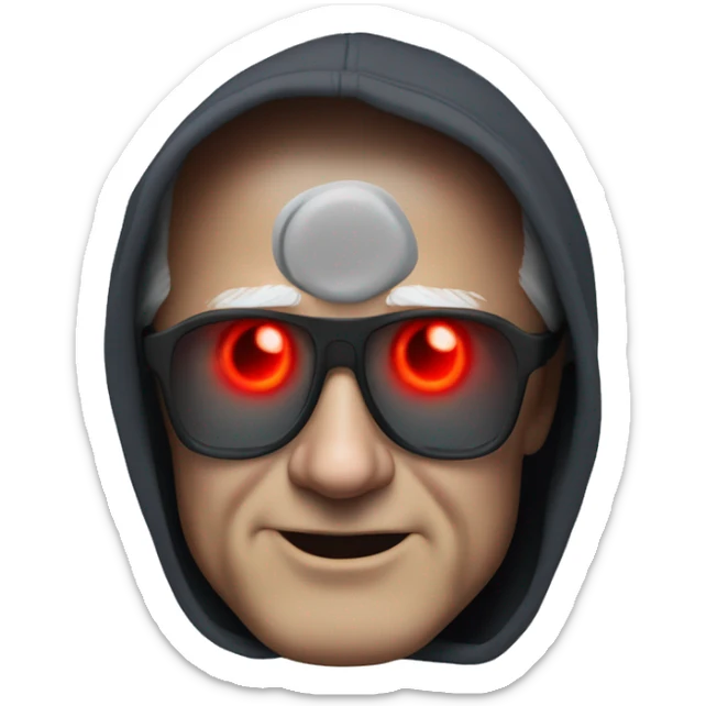 joe biden in a hoodie with bright red glowing laser eyes  sticker