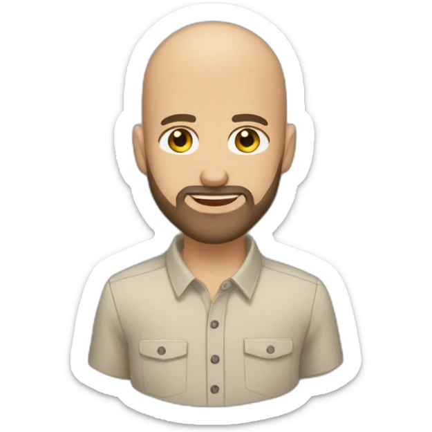 light-skinned-bearded-bald-browneyes-brownhair-buttoned-shirt-hair-on-sides sticker