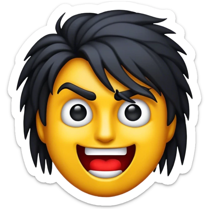 Cinematic Realistic Rock 'n' Roll Pop Culture Emoji, depicted with a dynamic portrayal of the rebellious spirit of rock music rendered with bold textures and vibrant, edgy lighting. sticker