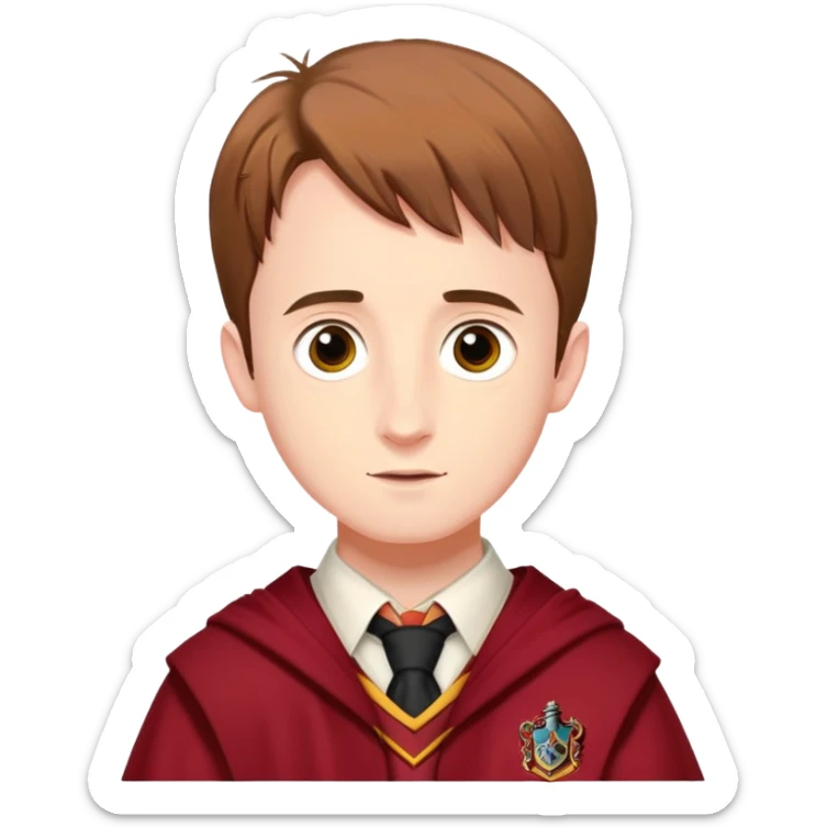 sean biggerstaff is Oliver Wood  in harry potter, wear hogwarts gryfindor uniform sticker