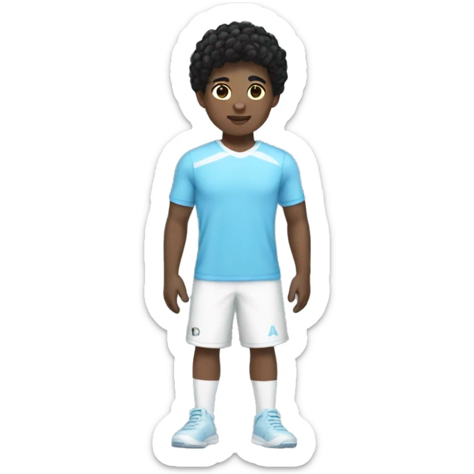 black hair boy with white skin in light blue sportswear sticker