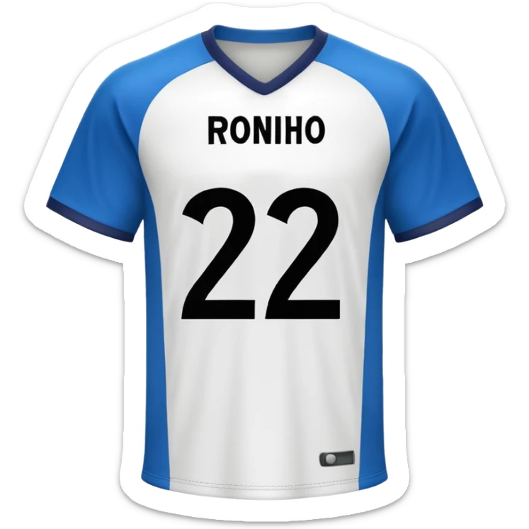 White football jersey turn around with number 22 and my name RONIHO  sticker