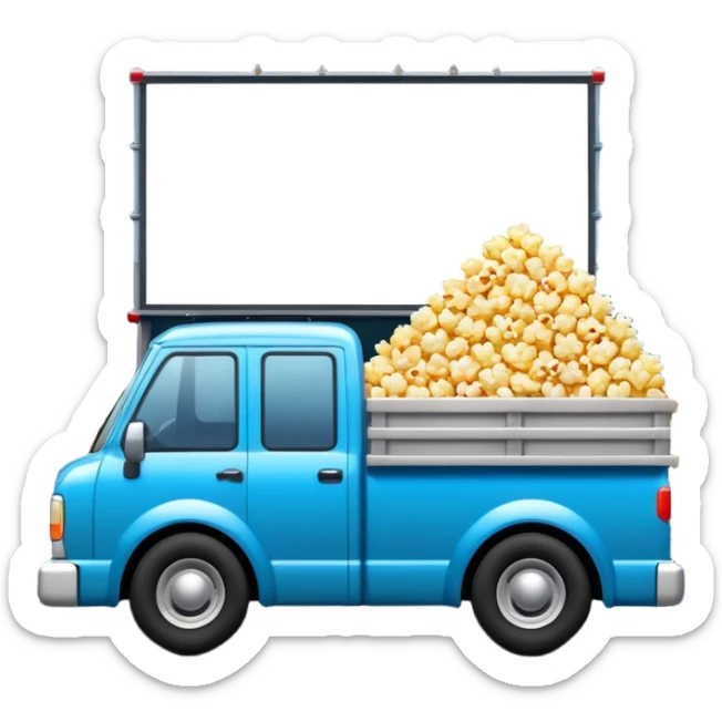Drive in movies with popcorn and blankets on a truck bed sticker