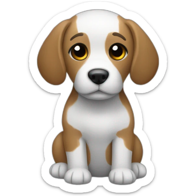 A stuffed toy dog (body is grey, head is brown, ears are long, nose is white) sticker