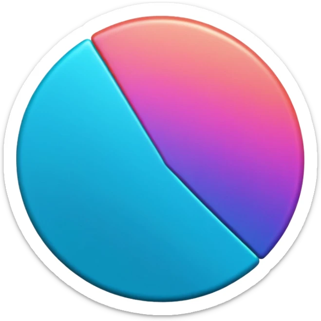 Credit coin in gradient of turquoise, blue, pink, purple, and coral as the main surface 3d rotate sticker