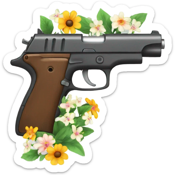gun with flowers  sticker