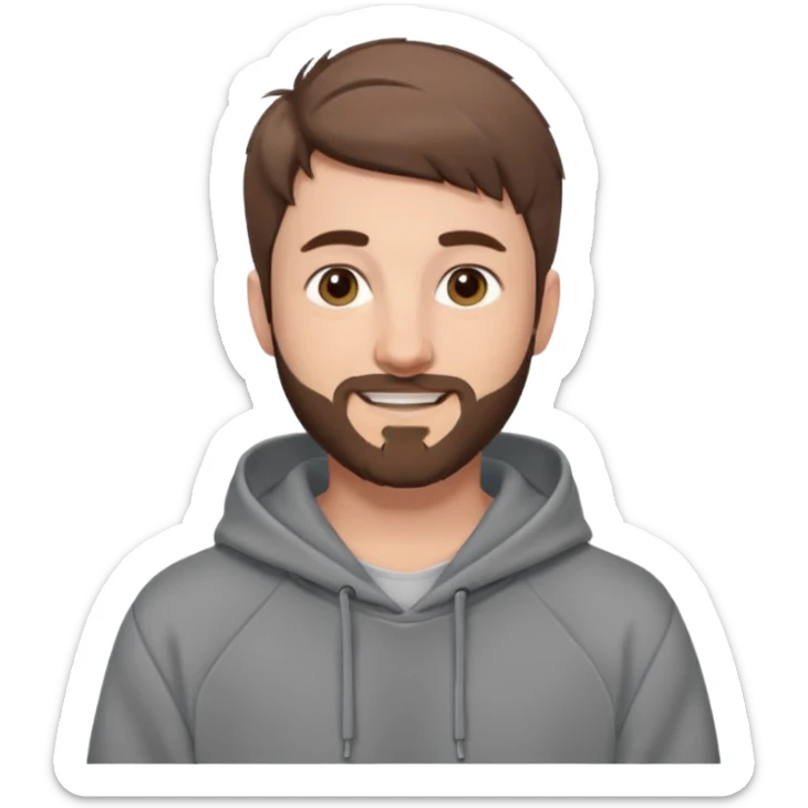 Draw MrBeast in casual hoodie with short hair, french cut beard & friendly smile. sticker