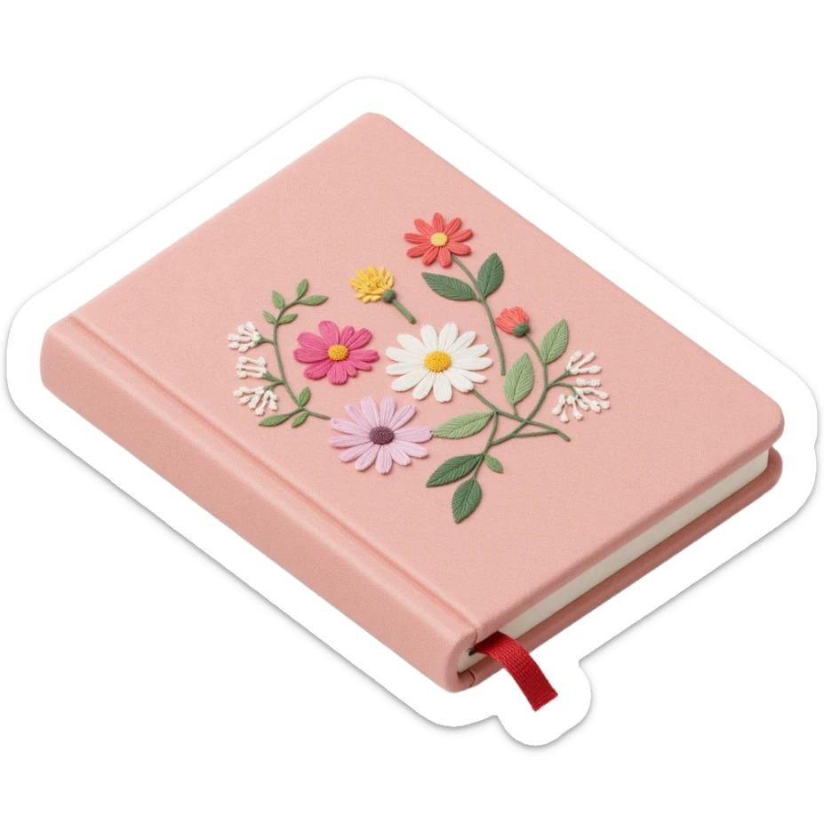 pretty floral embroidered hardcover journal sticker