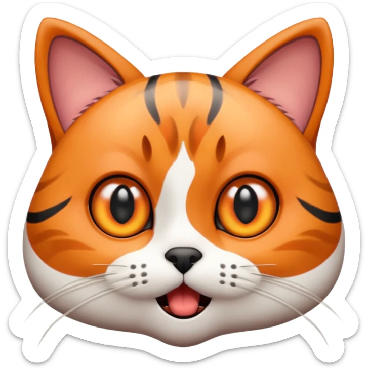Design an emoji of a cat 🐱 realizing it left the stove on, with huge panicked eyes. sticker