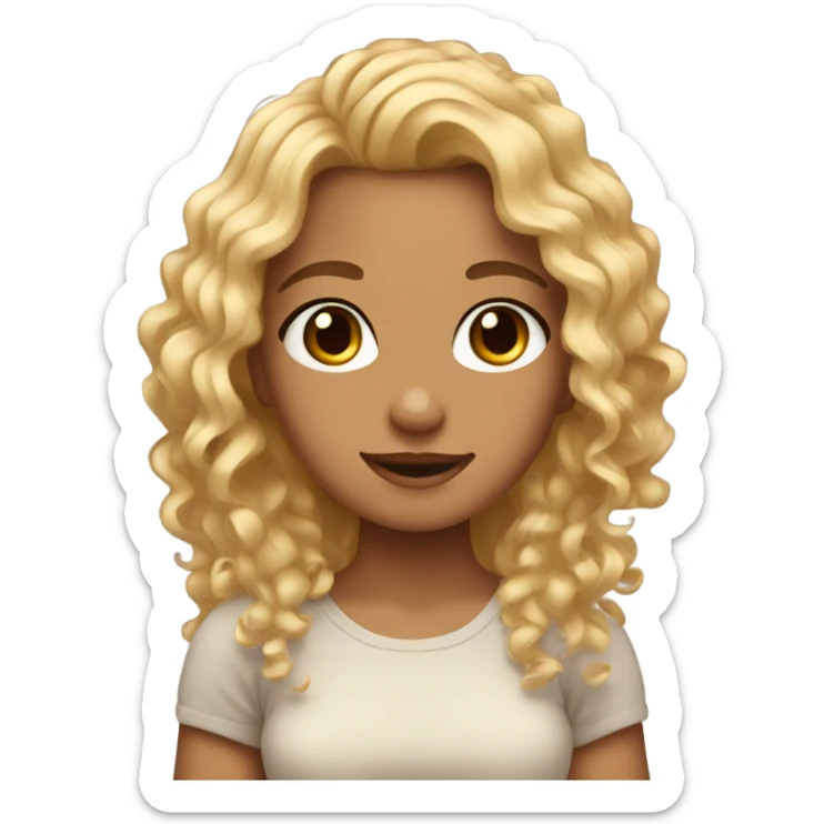 cute girl with blonde curly hair and tan skin sticker