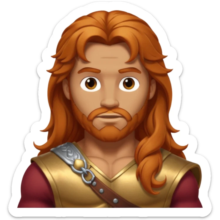 Hercules, God of Strength from Gods and Goddesses with long reddish blonde hair, bronze outfit sticker