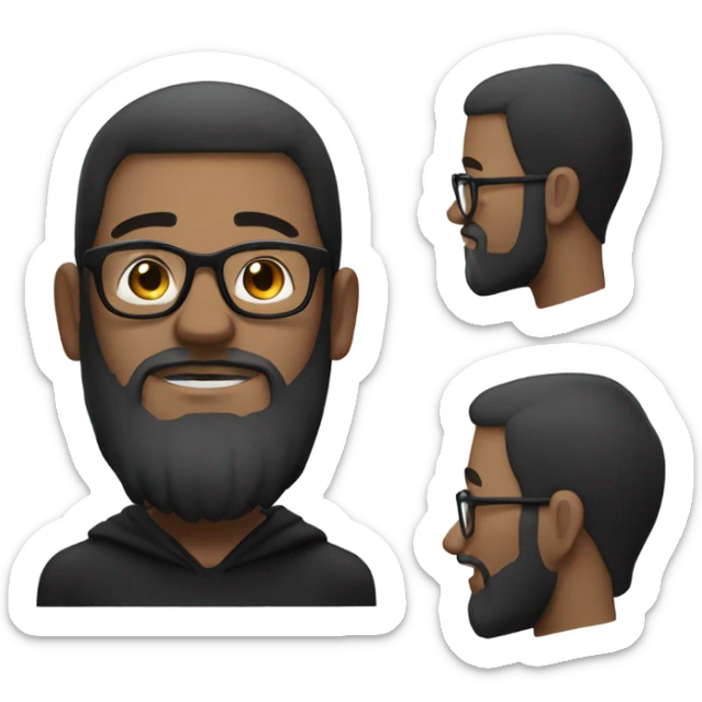 XxSpiderxX, a white bold man with Glases and a Beard on his chin. Black hoodie  sticker