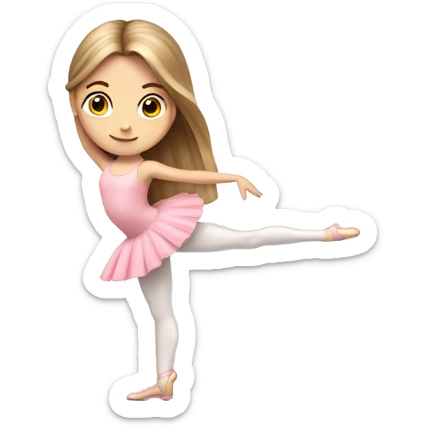 white girl, pink ballet girl. ballet pose, long hair sticker