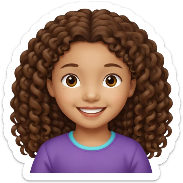 5 year old blasian girl with long brown curly hair sticker