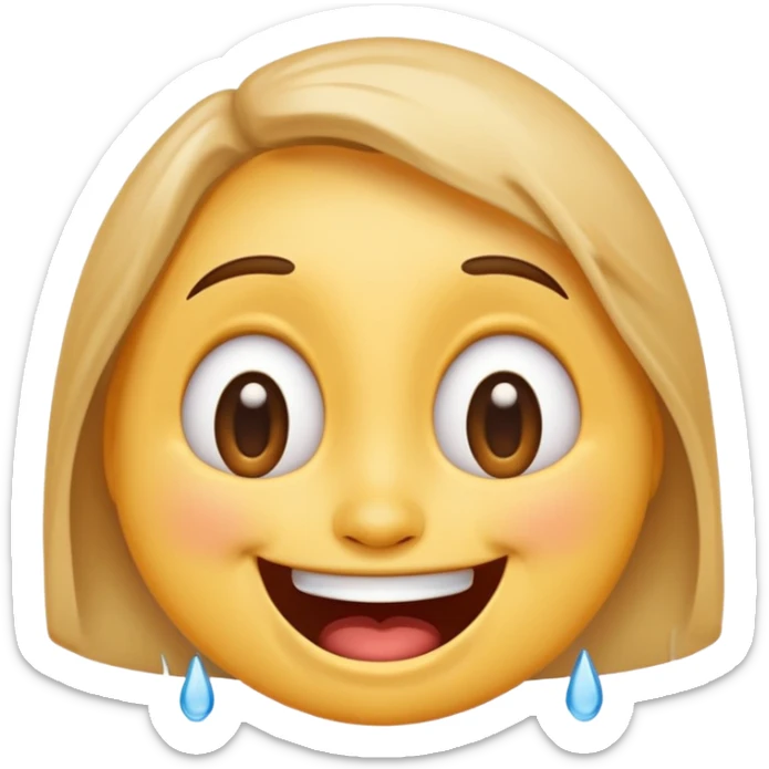 Emoji, laughing face with tears of joy, wide smile, big eyes sticker