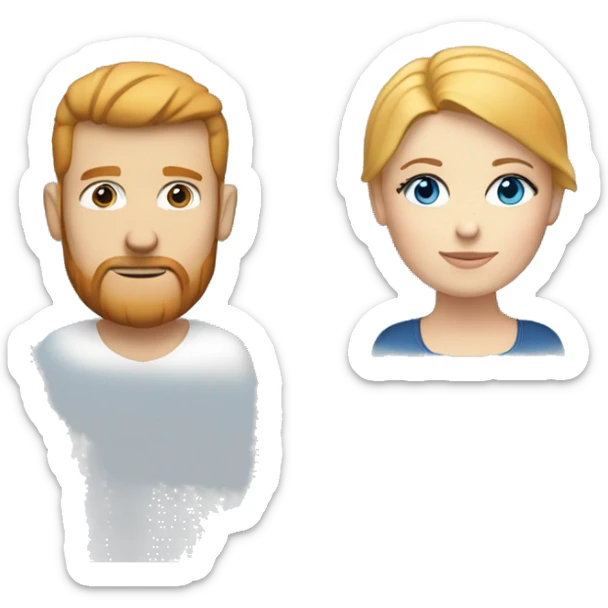 Couple white man with ginger hair and beard and a white woman with blonde hair and blue eyes  sticker