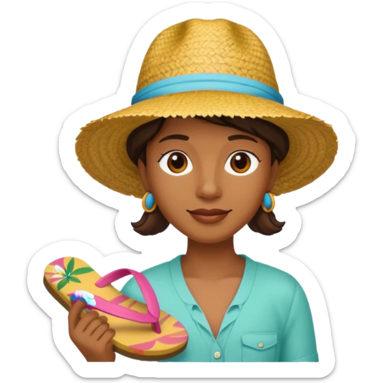 Créole réunionnais chapeau paille tong au pieds  sticker