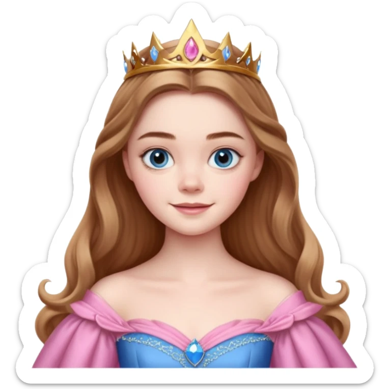 Elle fanning as princess Aurora in Maleficent but with brown hair and blue eyes sticker