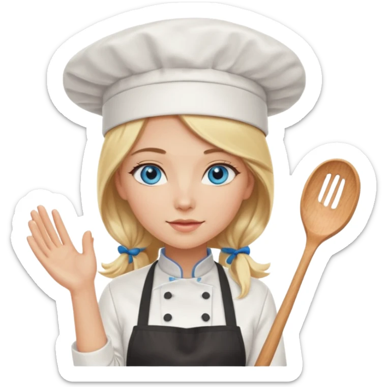 Sexy Long Blonde hair blue eyed female chef sticker