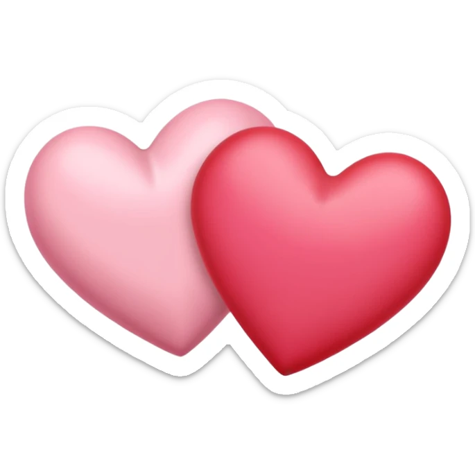 one pink heart  and one red heart emoji with subtle sakura petal texture sticker