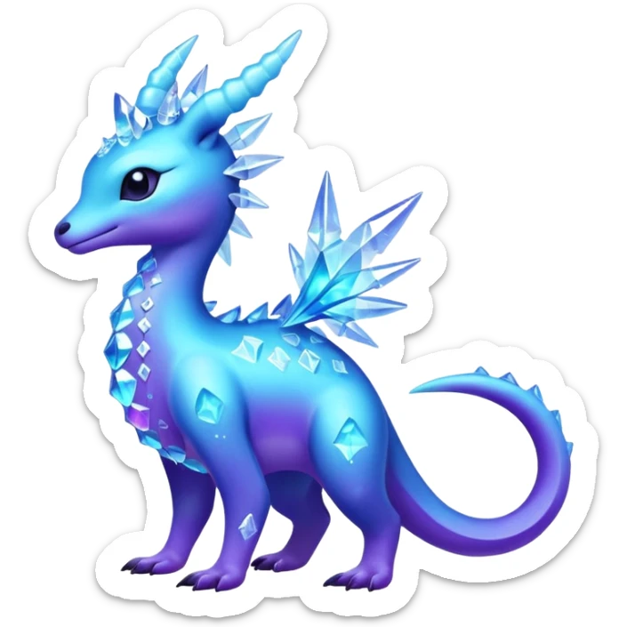Shiny Exotic Colorful Amaura-Aurorus-Fakémon-hybrid-creature (full body)  sticker