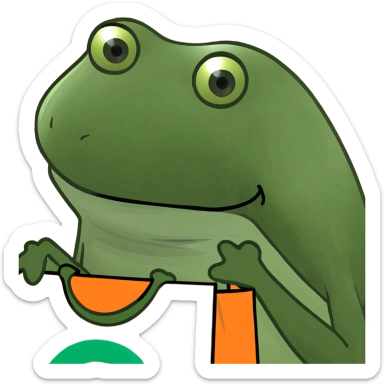 Ulta shopping bag that is orange that a swirly green top sticking out of it sticker