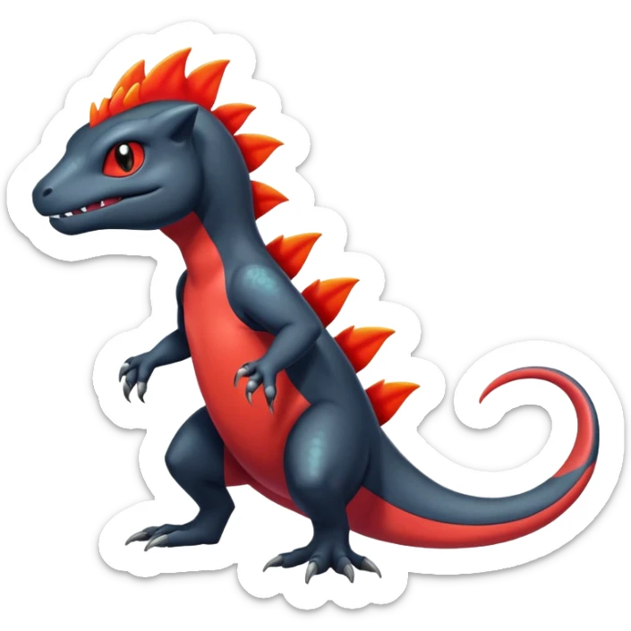 Colorful Dark Shiny Exotic Salandit-Charmeleon-Quilava-Fakémon-hybrid-creature (full body)  sticker