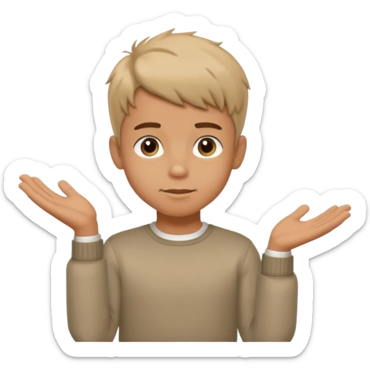 cute boy shrugging his shoulder, boy have good haircut puff style sticker
