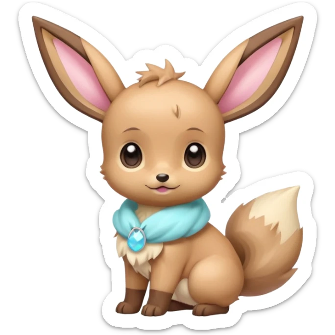Kawaii Shiny Colorful Pastel Baby Innocent Chibi Kawaii Cute Adorable Eevee Full Body sticker
