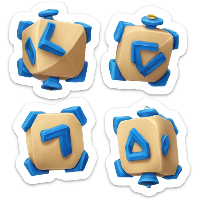 Jewish dreidel a four-sided spinning top, played during the Jewish holiday of Hanukkah sticker