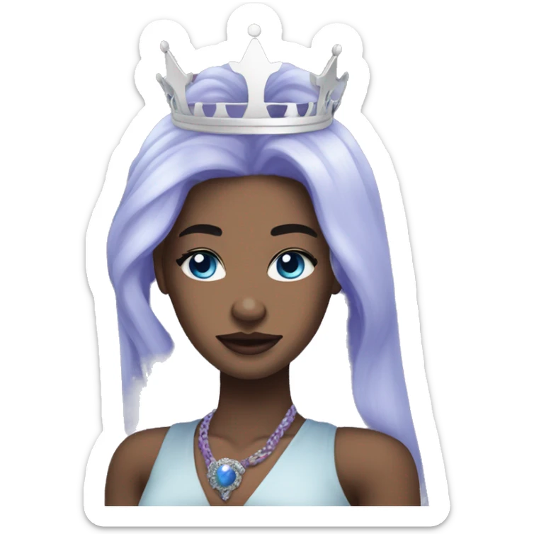 queen white skin long purple hair facial piercings blue eyes  sticker