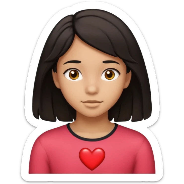 16-year-old teenager, light brown skin, short, slightly wavy black hair, honey-colored eyes Let the shoulders be seen With hearts around sticker