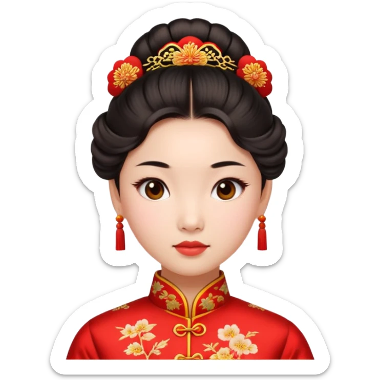 Asian girl with updo in Chinese dress sticker
