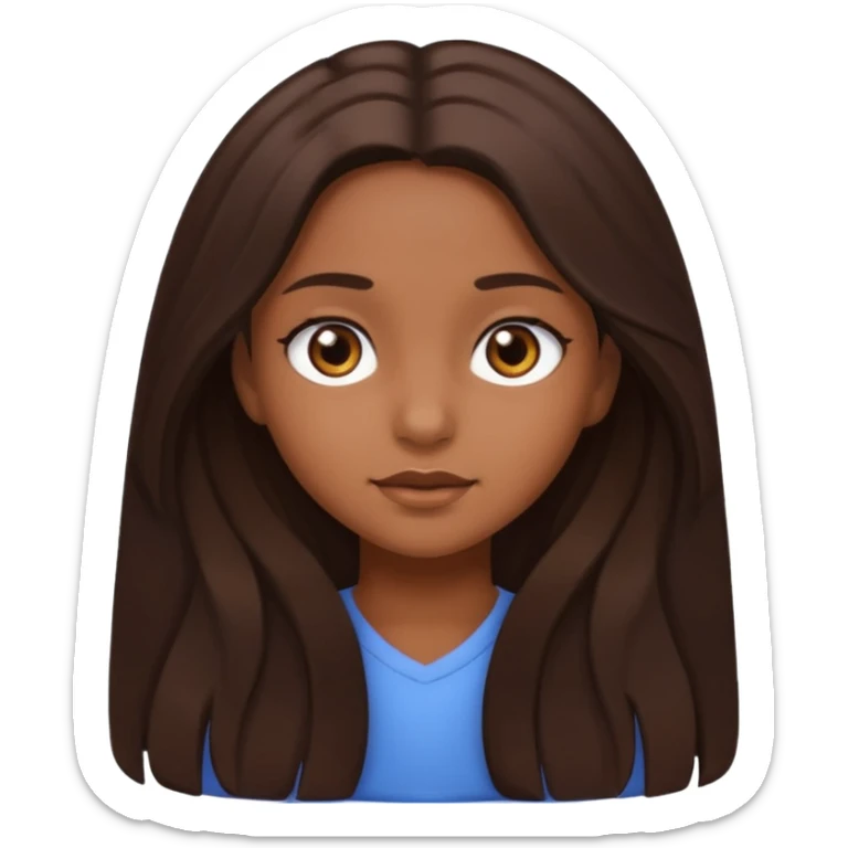 Girl with brown skin, brown dark eyes and brown dark long hair  sticker