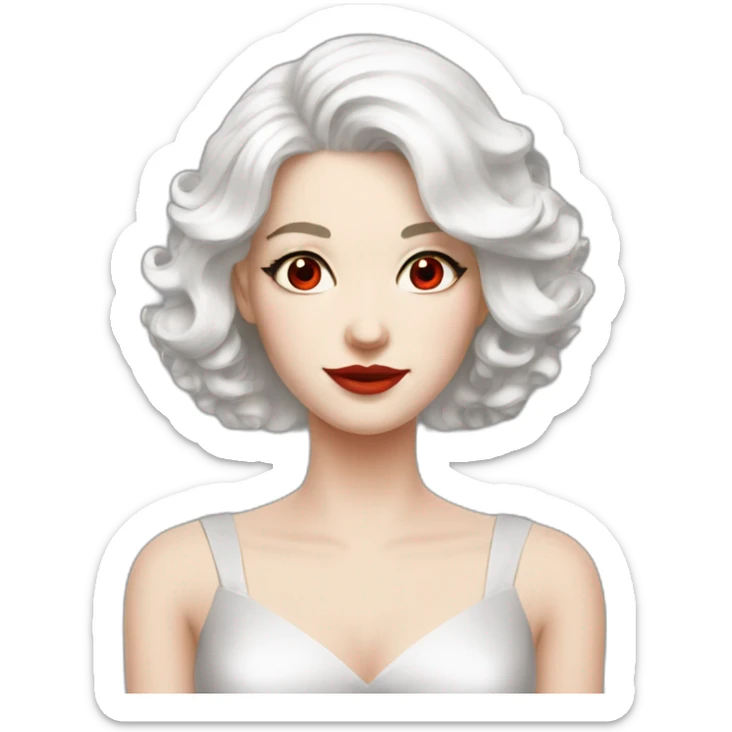 white haired woman red-eyes pale skin cocktail dress sticker