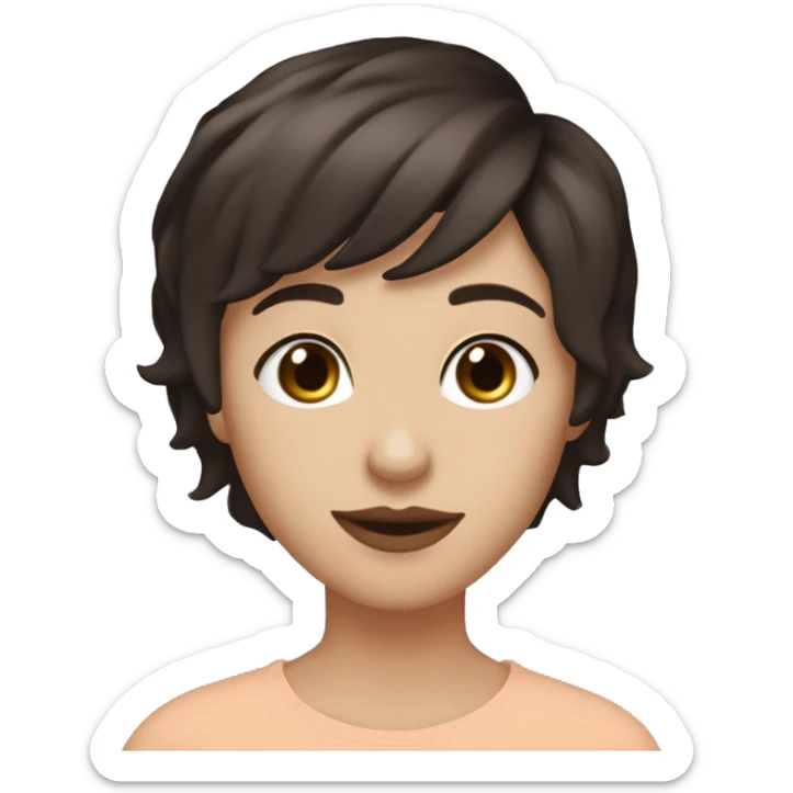 pale peach skinned dark brown short hair dark  brown eyes , brown mole above lip and nose ring masc lesbian  sticker