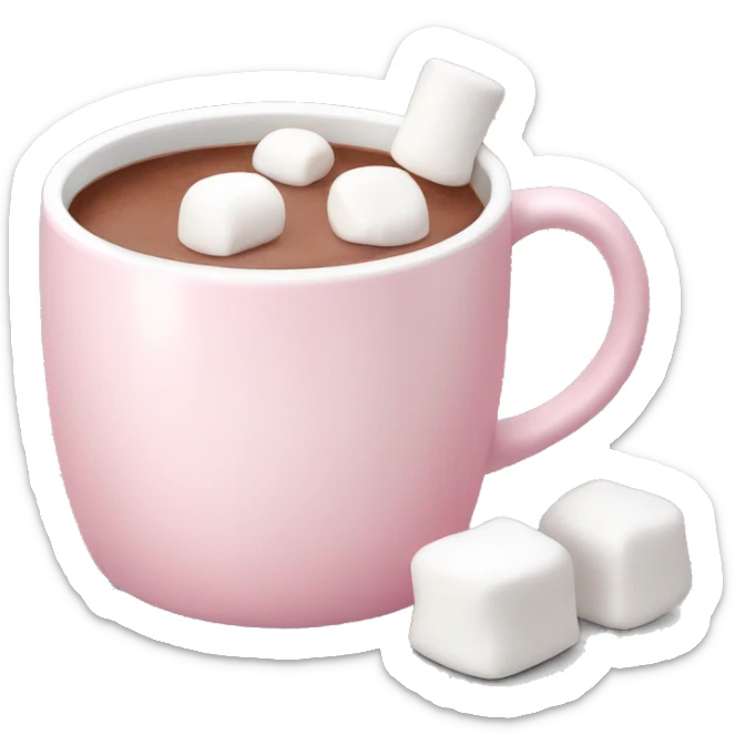 Light Pink mug of hot chocolate with marshmallows  sticker