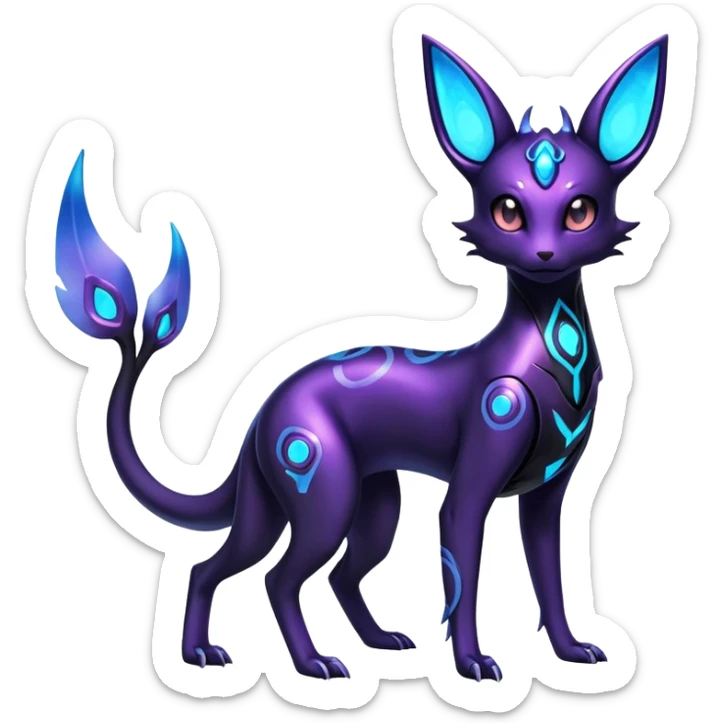 Shiny Ethereal Celestial Futuristic Modern Cyber-Salandit-Umbreon-Espeon-Hybrid (Full body) sticker
