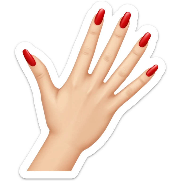 Side view of a hand with the index finger and thumb touching together as if clapping. The fingernails are long and painted. sticker