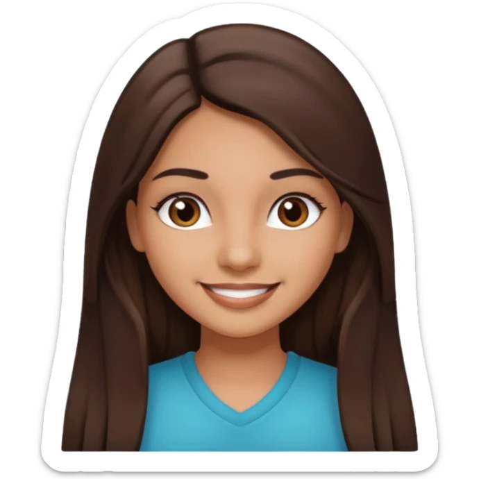 latina girl with straight long brown hair, dark dark brown eyes and lashes sticker