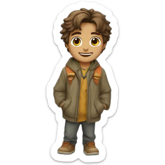 leon antropomorfisado vestido de estudiante y sacando fotocopias sticker