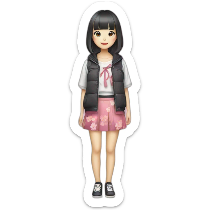 Japanese girl wearing harajuku styled clothing sticker