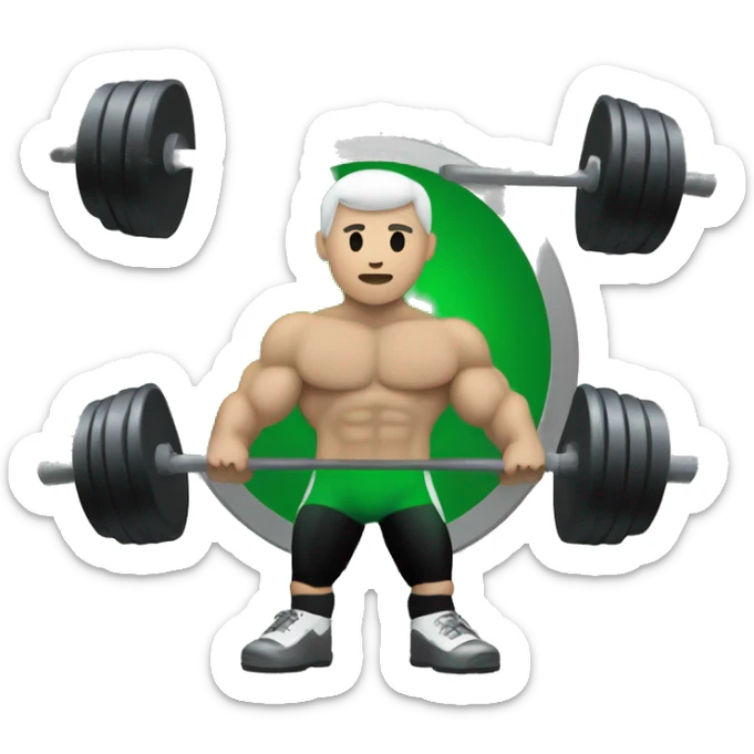 create a kick logo with a green gray and black color and a powerlifter holding it  sticker