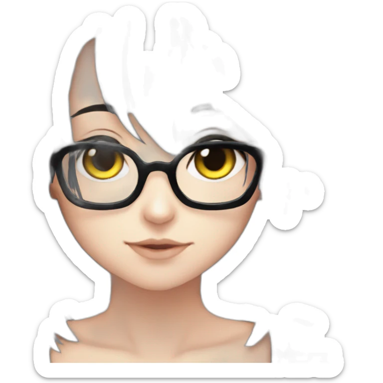 Anime+eyes-goth-girl-dark-hair-with-glasses-black-tshirt sticker